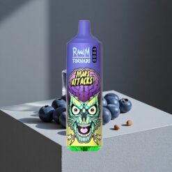Blauwe Bes IJskoud RandM Fumot Tornado 9000 Puffs 18 mL Vloeistof Mesh Coil vape wholesale Netherlands