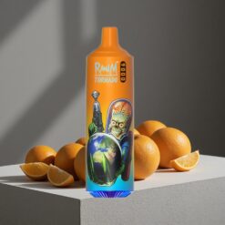 Oranje Frisdrank RandM Fumot Tornado 9000 Puffs 18 mL Vloeistof Mesh Coil vape wholesale Netherlands